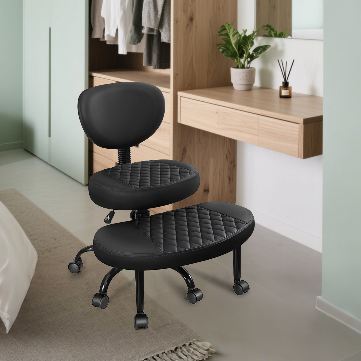 Ergonomic Cross-Legged Office Chair with 360° Swivel Footrest and Adjustable Height